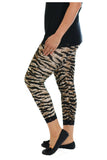 Tiger Plus Size Cropped Tiger Lace Trim Leggings For Women 16-18 - Dropwear