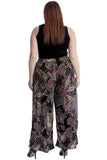 Navy Plus Size Wine Paisley Print Wide Leg Palazzo Trouser For Women 20-22 - Dropwear