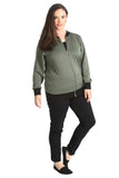 Light Blue Plain Bomber Jacket Sleeve Top For Women 22-24 - Dropwear