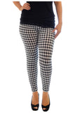 Womens Dogtooth Long Leggings For Women BLACK WHITE - Dropwear
