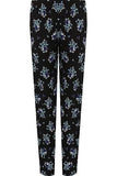 Teal Teal Floral Print Full Length Trouser For Women 14 - Dropwear