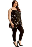 Black White Cross Black White Cross Print Strappy Dress Vest Top For Women 12-14 - Dropwear
