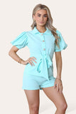 Black Tie Belt Button ShortsÂ Set For Women M/L - Dropwear