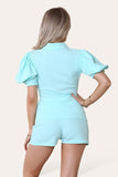 Black Tie Belt Button ShortsÂ Set For Women S/M - Dropwear