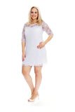Coral Lace Lined 3/4 Knee Length Dress For Women 18 - Dropwear