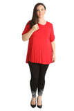 Red Womens Scoop Neck Flared Ladies Plain Tops For Women 18 - Dropwear