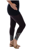 White Sequin Scallop Beaded Flower Petal Leggings For Women 12-14 - Dropwear