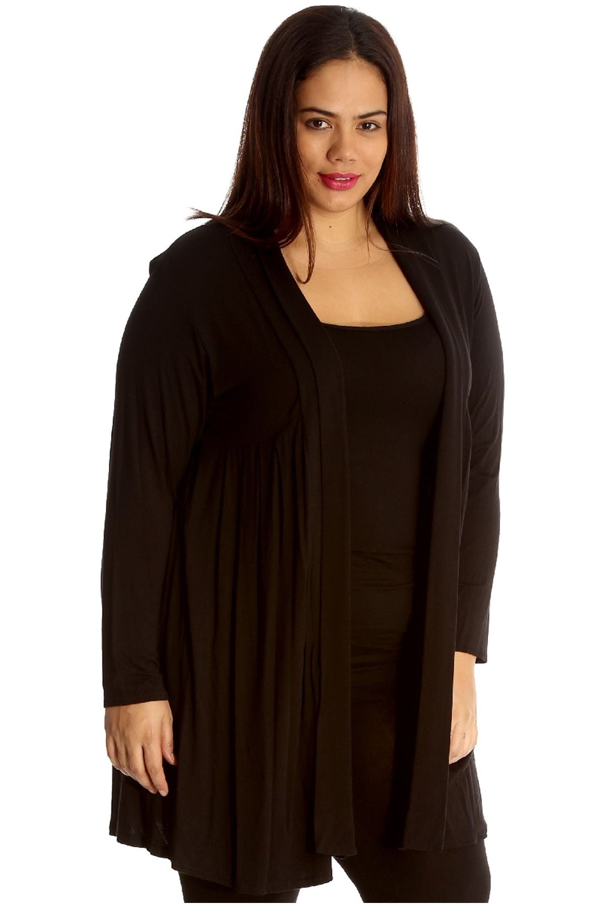 Purple Plus Size Lace Back Open Pleated Cardigan For Women 16-18 - Dropwear
