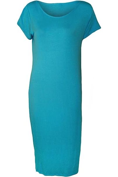 Plain Short Sleeve Jersey Midi Dress For Women  - Dropwear