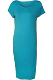 Plain Short Sleeve Jersey Midi Dress For Women  - Dropwear