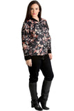 Black Floral Leaf Bomber Jacket Print For Women 16 - Dropwear