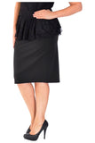 Wine Plus Size Plain Ponte Pencil Skirt For Women 12-14 - Dropwear