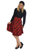 Charcoal Tartan Flared Elastic Waist Skater Skirt For Women 18 - Dropwear