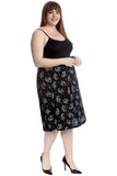 Teal Floral Plus Size Teal Floral Midi Skirt For Women 24-26 - Dropwear