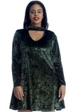 Black Plus Size Plain Velvet Swing Top For Women 20 - Dropwear