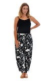 Skull Plus Size Skull and Rose Print Harem Trousers For Women 20-22 - Dropwear