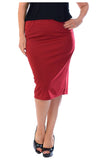 Mocha Plus Size Plain Ponte Pencil Skirt For Women 12-14 - Dropwear