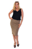 Grey Plus Size Plain Ponte Pencil Skirt For Women 12-14 - Dropwear