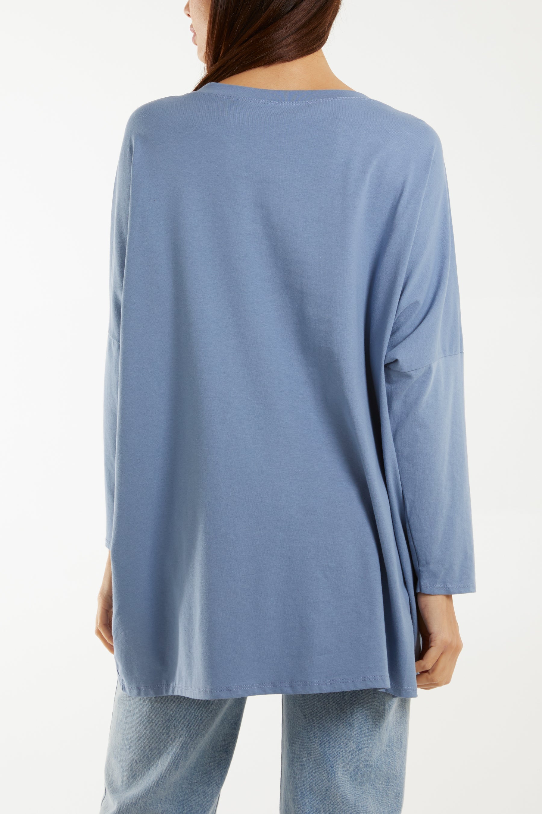 Denim Multicolour Fluffy Daisy Long Sleeve Top For Women ONE SIZE - Dropwear