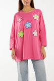 Multicolour Fluffy Daisy Long Sleeve Top For Women  - Dropwear