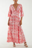 Lilac Baroque Shirred Bodice Maxi Dress For Women ONE SIZE - Dropwear