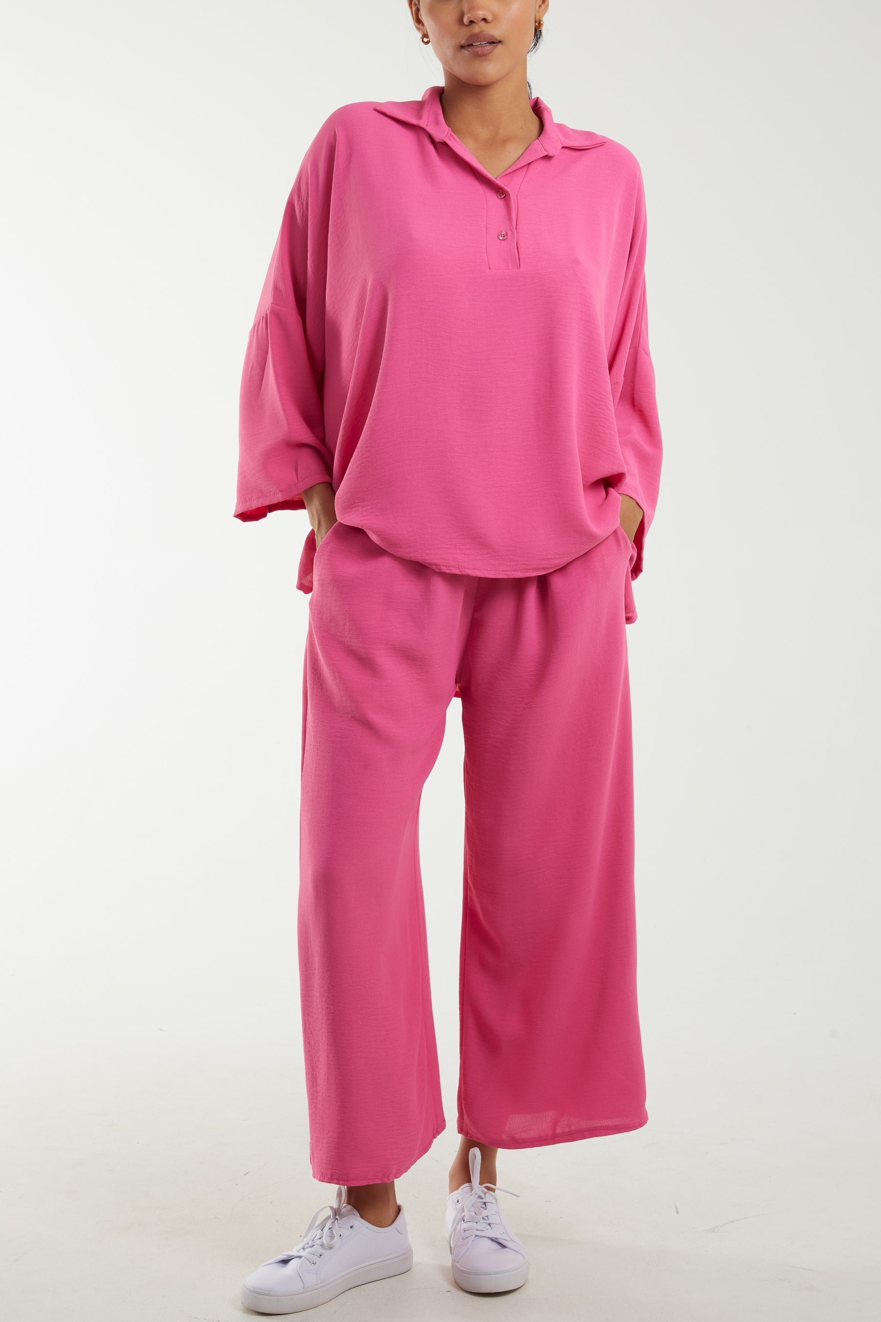 Black Long Sleeve Shirt & Culottes Co-Ord Set For Women ONE SIZE - Dropwear