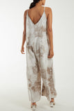 Khaki Smoky Print Cami Relaxed Fit Jumpsuit For Women ONE SIZE - Dropwear