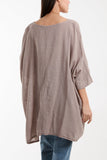 Cotton Mix Necklace Pockets Top For Women  - Dropwear