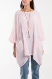 Cotton Mix Necklace Pockets Top For Women  - Dropwear