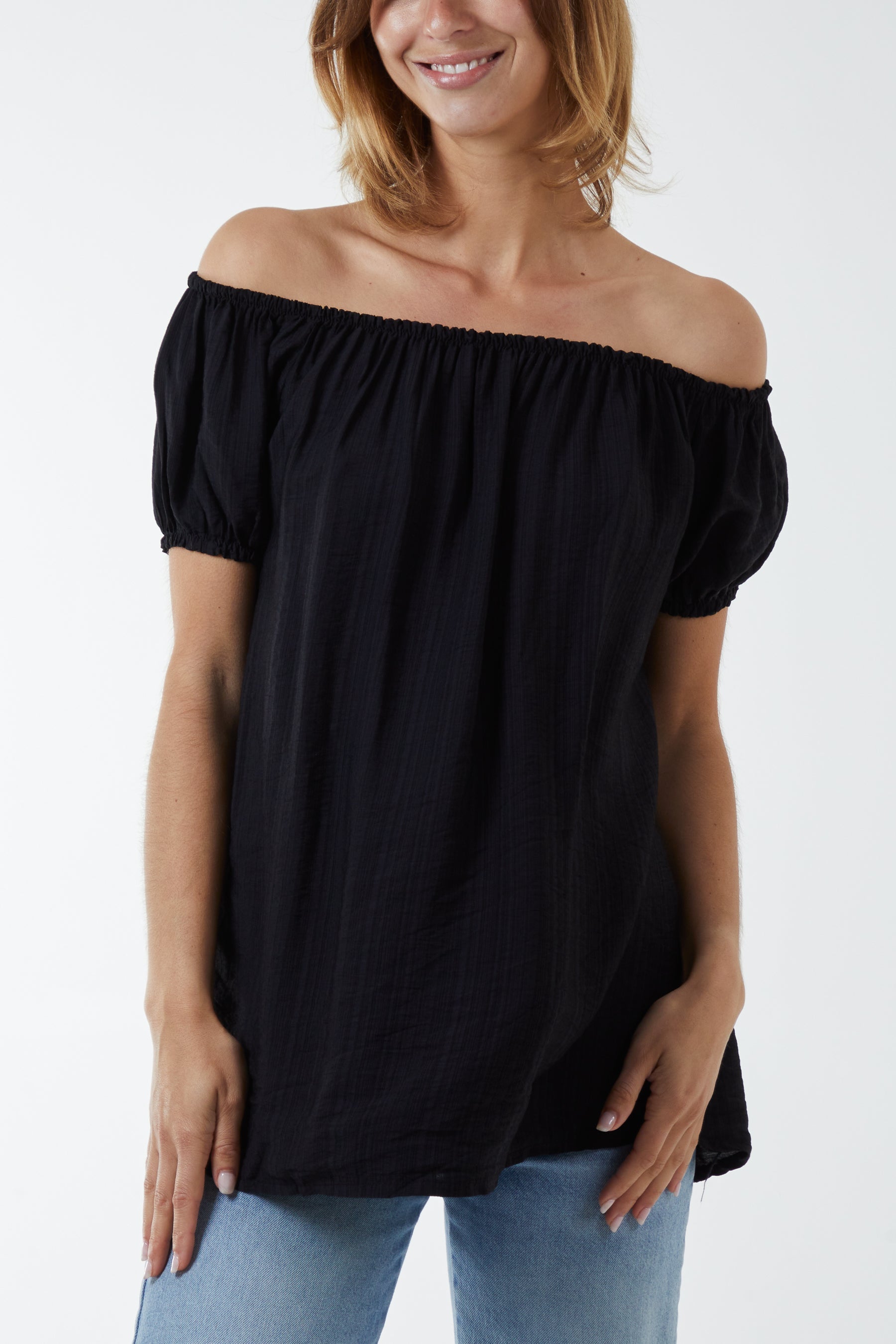Short Sleeve Bardot Top For Women  - Dropwear