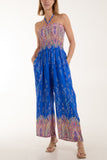 Floral Shirred Bandeau Jumpsuit For Women  - Dropwear