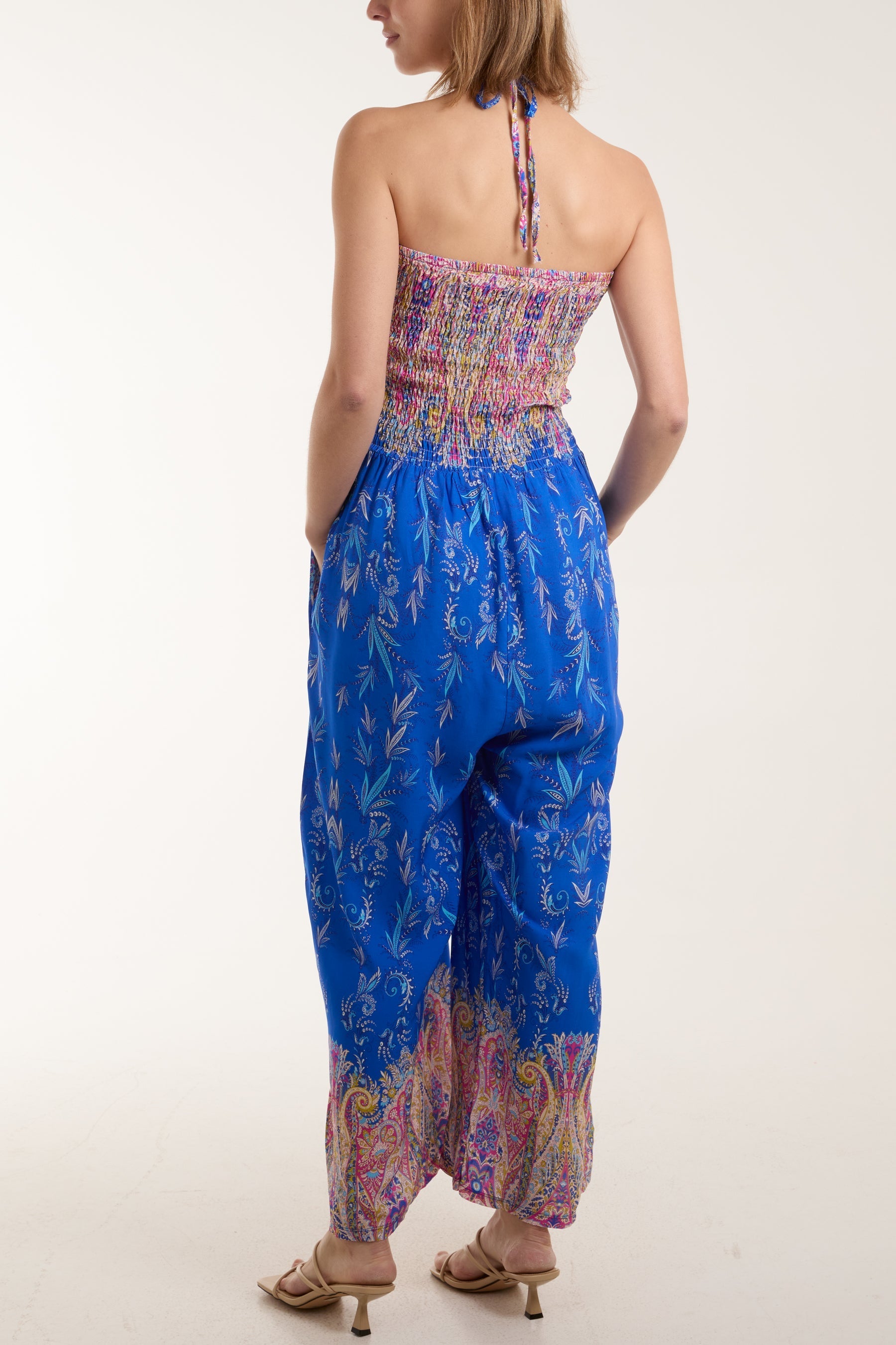 Floral Shirred Bandeau Jumpsuit For Women  - Dropwear