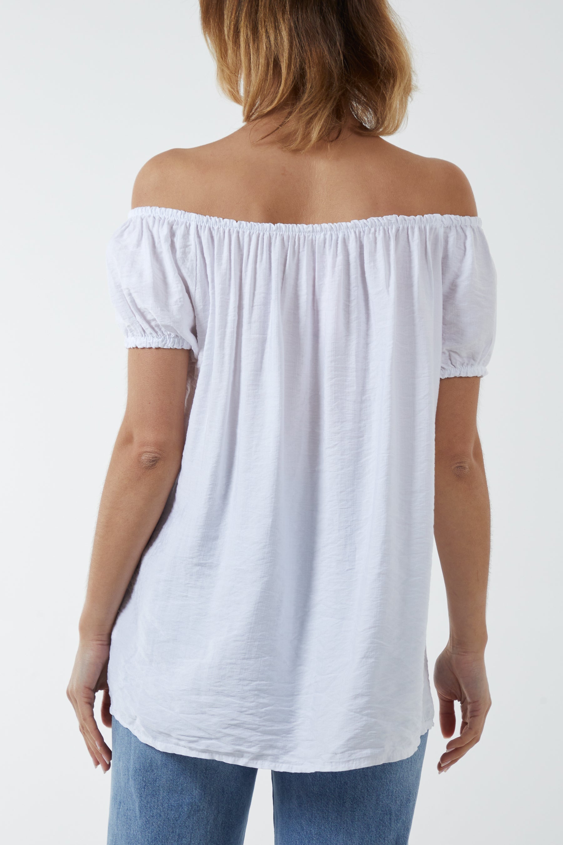 Apple Green Short Sleeve Bardot Top For Women ONE SIZE - Dropwear