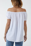 Apple Green Short Sleeve Bardot Top For Women ONE SIZE - Dropwear