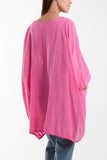 Cotton Mix Necklace Pockets Top For Women  - Dropwear