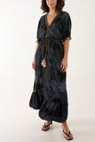Black Tassel Paisley Print Maxi Dress For Women ONE SIZE - Dropwear