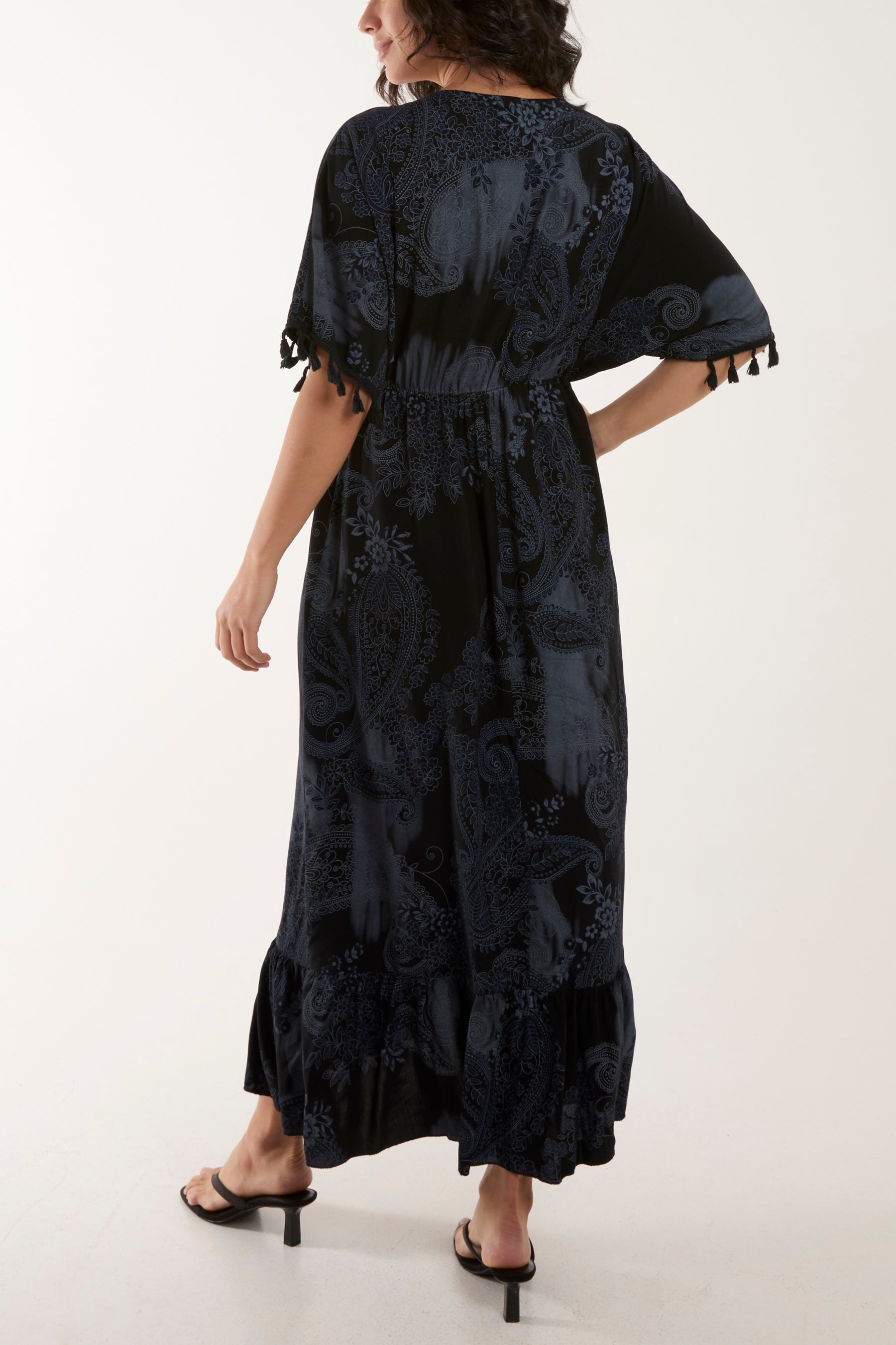 Coral Tassel Paisley Print Maxi Dress For Women ONE SIZE - Dropwear