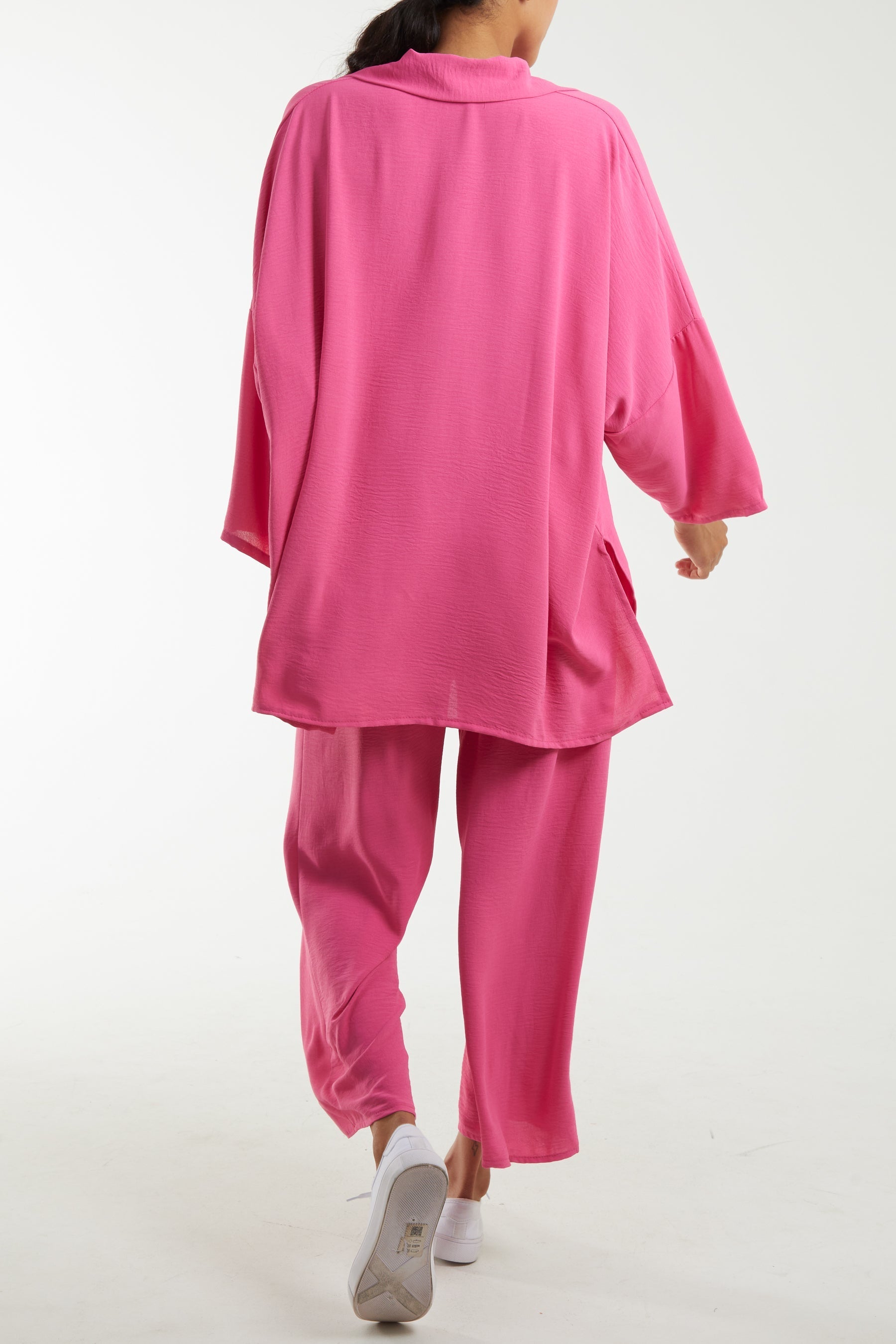 Navy Long Sleeve Shirt & Culottes Co-Ord Set For Women ONE SIZE - Dropwear