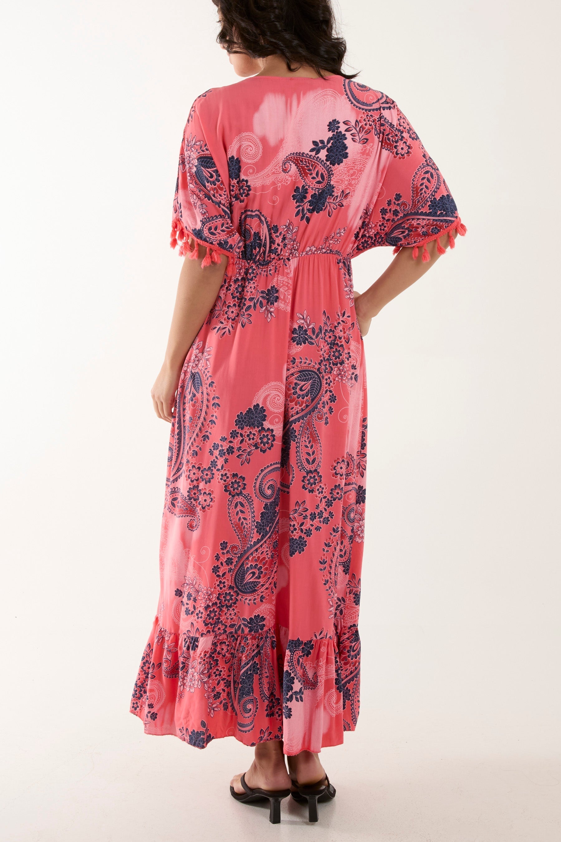 Jade Tassel Paisley Print Maxi Dress For Women ONE SIZE - Dropwear