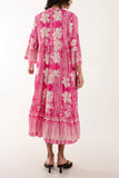 Floral Print Grandad Collar Midi Dress For Women  - Dropwear