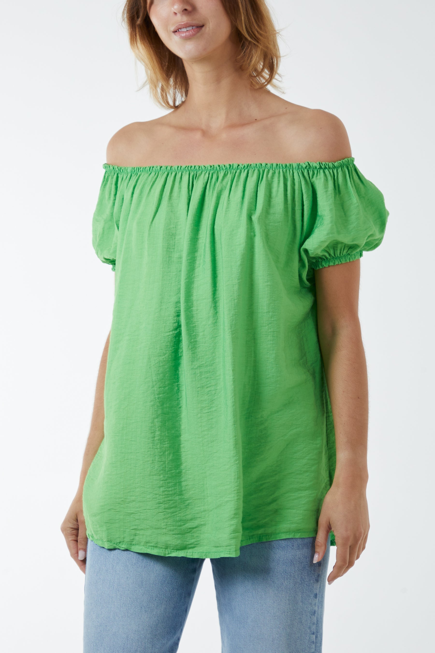 Short Sleeve Bardot Top For Women  - Dropwear
