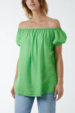 Short Sleeve Bardot Top For Women  - Dropwear