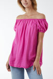 Short Sleeve Bardot Top For Women  - Dropwear