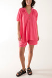 Royal Blue Short Sleeve Buttoned Collar Top & Short For Women ONE SIZE - Dropwear