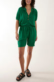 Short Sleeve Buttoned Collar Top & Short For Women  - Dropwear