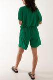 Short Sleeve Buttoned Collar Top & Short For Women  - Dropwear