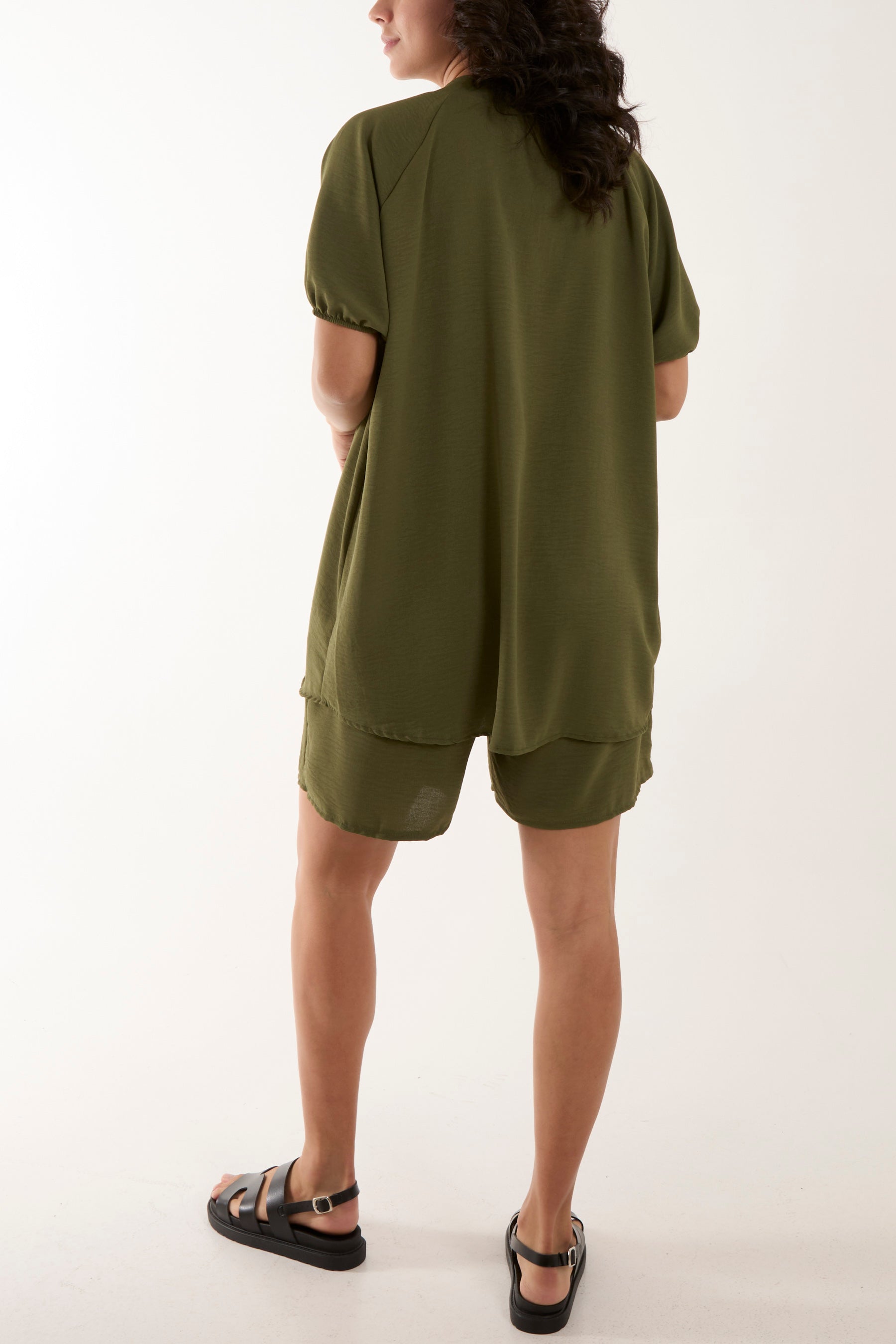 Short Sleeve Buttoned Collar Top & Short For Women  - Dropwear