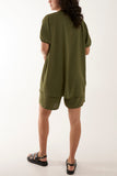Short Sleeve Buttoned Collar Top & Short For Women  - Dropwear