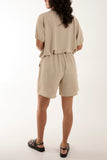 Short Sleeve Buttoned Collar Top & Short For Women  - Dropwear