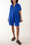 Khaki Short Sleeve Buttoned Collar Top & Short For Women ONE SIZE - Dropwear